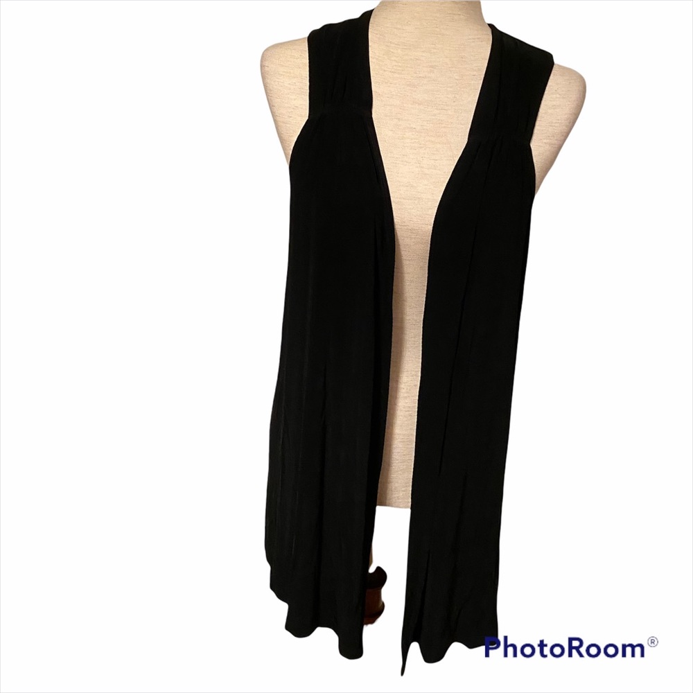 SLINKY BRAND JACKET COAT VEST BLACK STRETCH LAYERING SIZE S